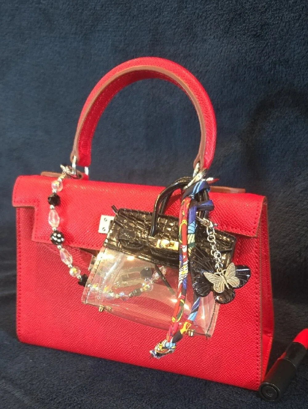 Classic Red Structured Top-Handle Satchel